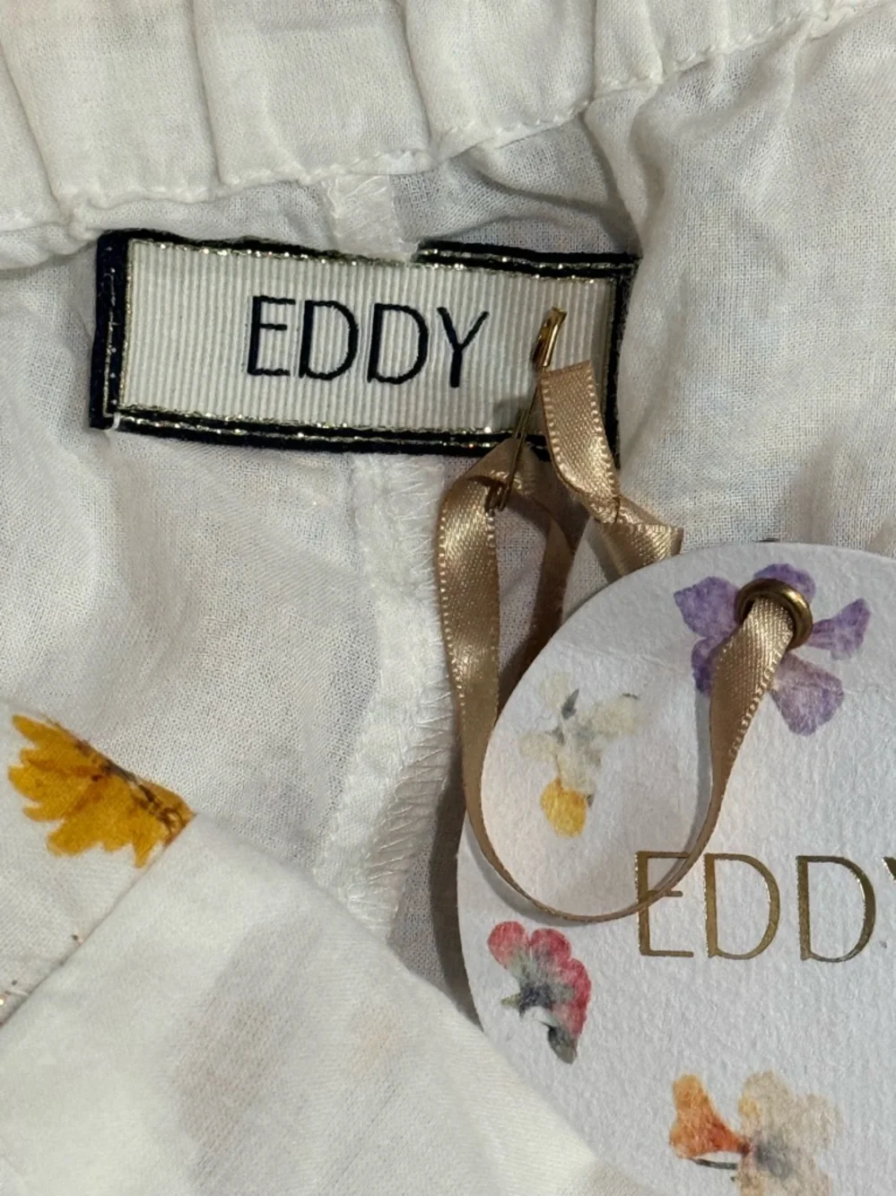 Eddy Gavin Fringe Mini Babydoll Dress Whimsy Gold Butterly Print $328 M - Picture 7 of 8